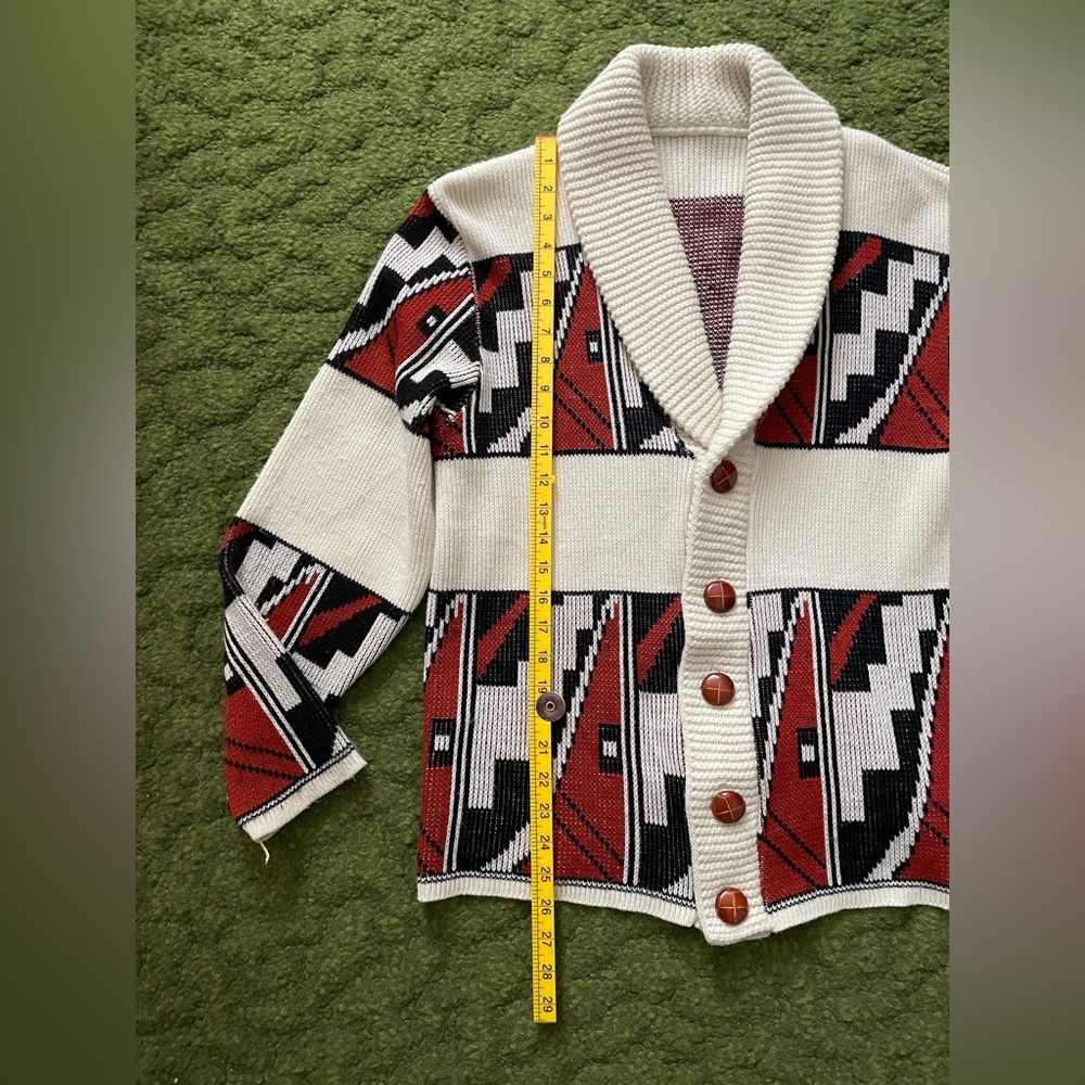 Vintage Shawl Collar Aztec Knit Cardigan - Picture 6 of 11